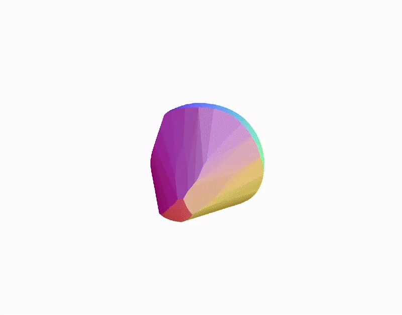 Animated 3D trajectoid generated from the 2024 S and P 500 series: a lumpy, rounded multicoloured solid rotating